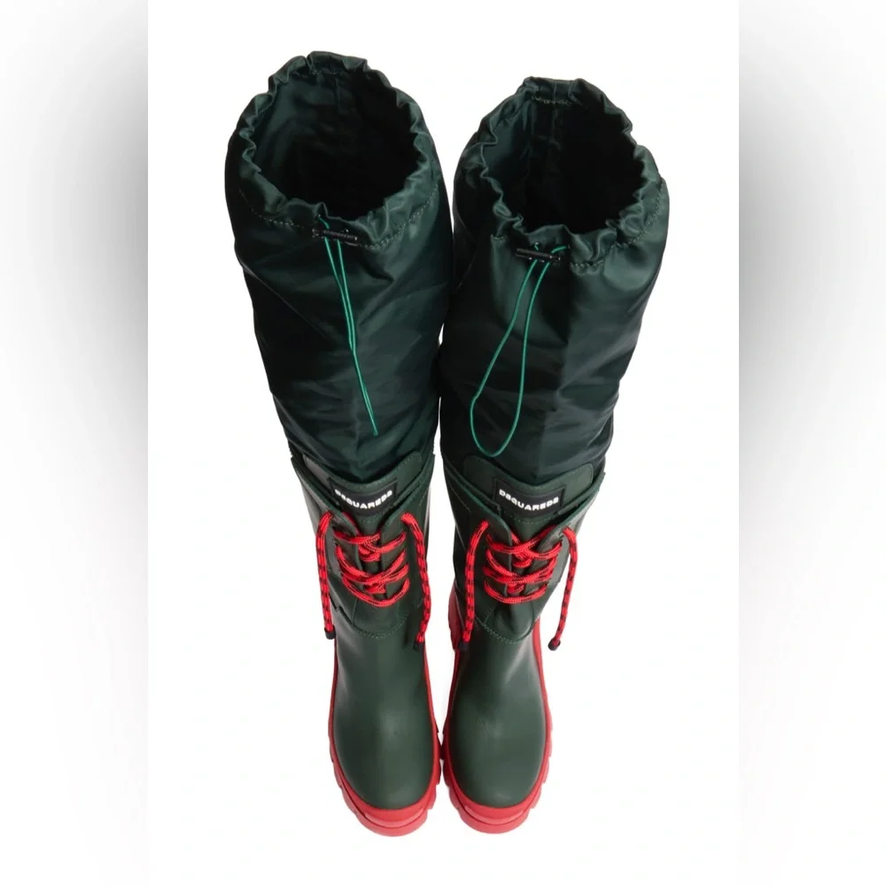DSQUARED2 Green & Red Lace-Up Heeled Boots Size 39 - Picture 8 of 15